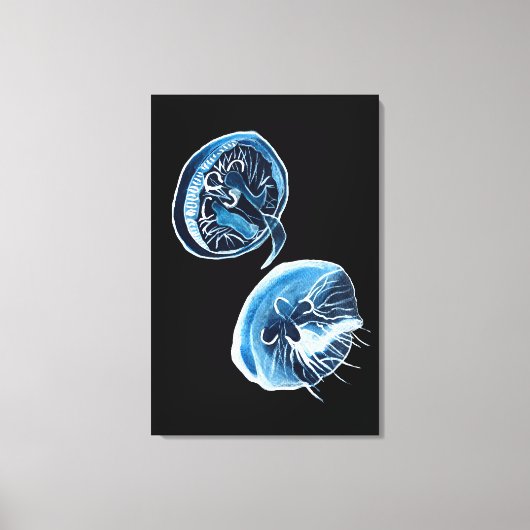 MoonJellyfish waterverf art Canvas Afdruk (Voorkant)