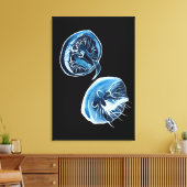 MoonJellyfish waterverf art Canvas Afdruk (Insitu (Woonkamer))