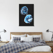 MoonJellyfish waterverf art Canvas Afdruk (Insitu (Slaapkamer))