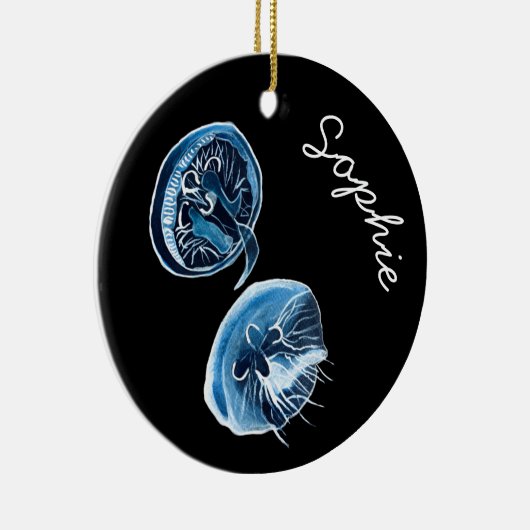 MoonJellyfish waterverf art Keramisch Ornament (Rechts)