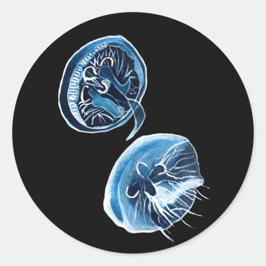 MoonJellyfish waterverf art Ronde Sticker (Voorkant)