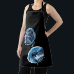 MoonJellyfish waterverf art Schort<br><div class="desc">Moon jellyfish originele waterverf fijne kunst. Luminescent kwal op een zwarte achtergrond.</div>