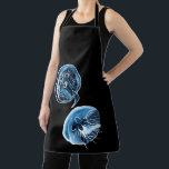 MoonJellyfish waterverf art Schort<br><div class="desc">Moon jellyfish originele waterverf fijne kunst. Luminescent kwal op een zwarte achtergrond.</div>