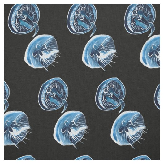 MoonJellyfish waterverf art Stof (Swatch)