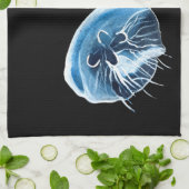 MoonJellyfish waterverf art Theedoek (Gevouwen)