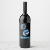 MoonJellyfish waterverf art Wijn Etiket (Voorkant)