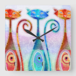 Moonkats Vierkante Klok