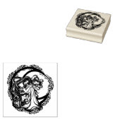 MoonKind Blauw Bloemen Maan Godin Kunst Maan Kind Rubberstempel (Gestempeld)