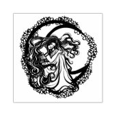 MoonKind Blauw Bloemen Maan Godin Kunst Maan Kind Rubberstempel (Afrduk)