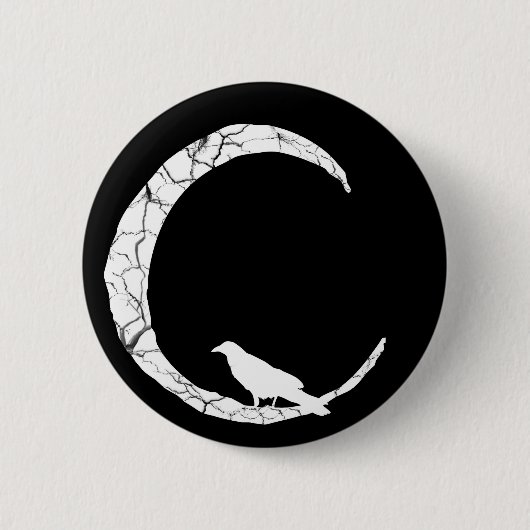 Moonknop Halloween Raven en crescent Ronde Button 5,7 Cm (Voorkant)