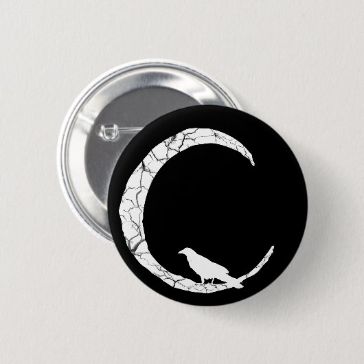 Moonknop Halloween Raven en crescent Ronde Button 5,7 Cm (Voorkant /achterkant)