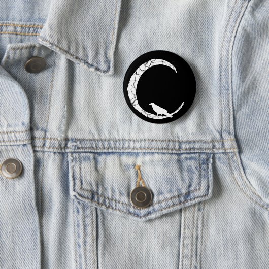 Moonknop Halloween Raven en crescent Ronde Button 5,7 Cm (In situ)