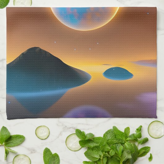 Moonlandschapskunst Theedoek (Gevouwen)