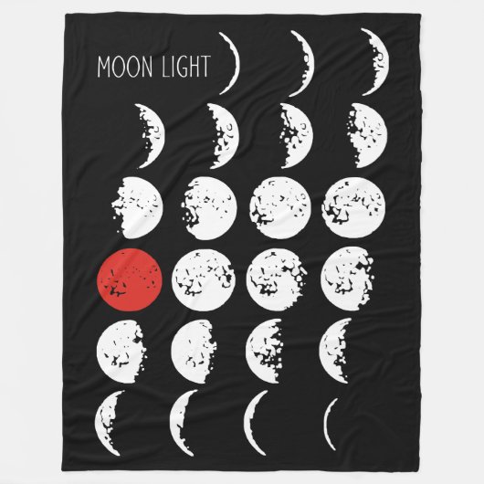 MOONLICHT wit en rood + uw ideeën Fleece Deken (Voorkant)
