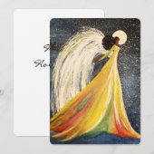 Moonlight Angel Handbeschilderde Flat Holiday Kaar Feestdagenkaart (Voorkant / Achterkant)