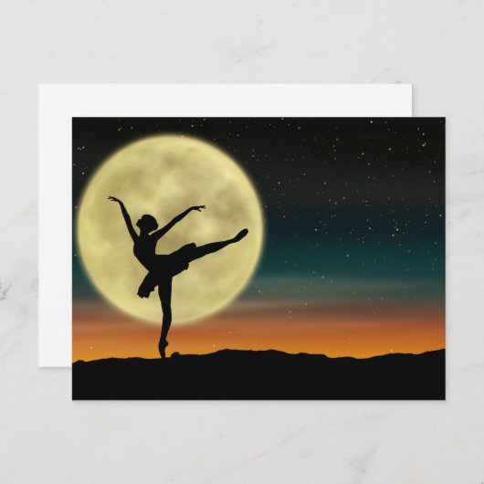 Moonlight Ballet Silhouette Dancer Briefkaart (Voorkant / Achterkant)