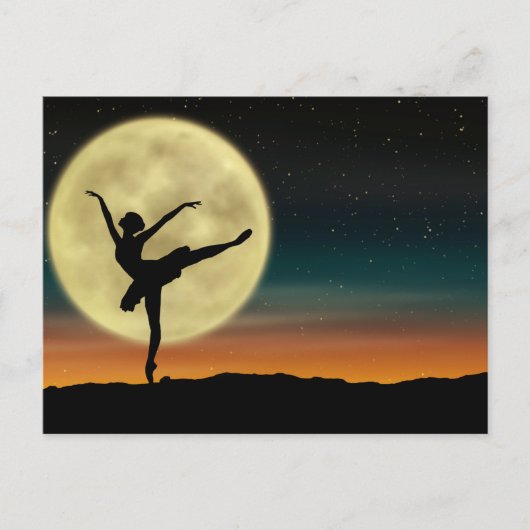 Moonlight Ballet Silhouette Dancer Briefkaart (Voorkant)
