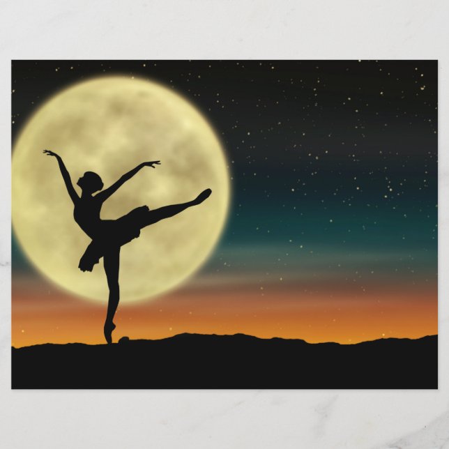 Moonlight Ballet Silhouette Dancer Scrapbook Paper (Voorkant)