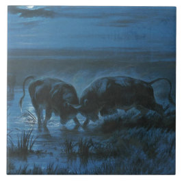 Moonlight Battle (waterbuffelgevechten) Tegeltje