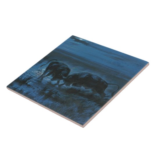 Moonlight Battle (waterbuffelgevechten) Tegeltje (Zijkant)