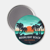 Moonlight Beach California Retro Sunset Souvenirs Magneet (Voorkant / Achterkant)