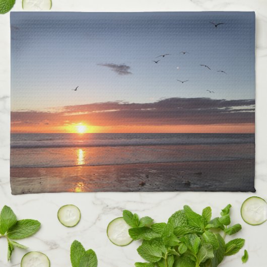 Moonlight Beach Sunset Kitchen Towel Theedoek (Gevouwen)