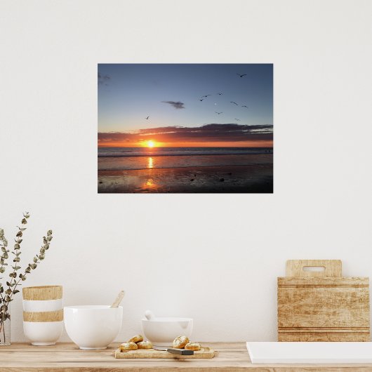 Moonlight Beach Sunset Poster (Keuken)