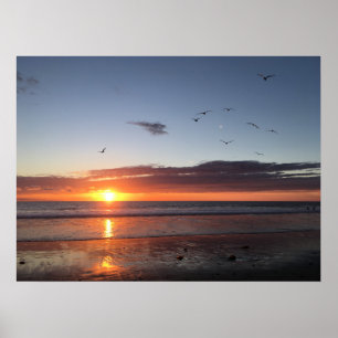 Moonlight Beach Sunset Poster
