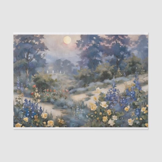Moonlight betoverde tuin decoupage tissuepapier (Voorkant)