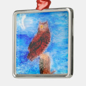 Moonlight Bird Brown Owl Metalen Ornament (Links)