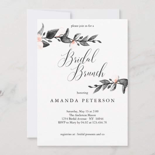 Moonlight Bloom | Calligrafie Bridal Brunch Kaart (Voorkant)