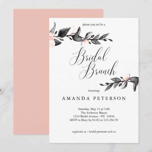 Moonlight Bloom | Calligrafie Bridal Brunch Kaart (Voorkant / Achterkant)