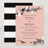 Moonlight Bloom | Moderne botanische bruiloft Kaart (Voorkant / Achterkant)