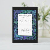 Moonlight Blue Celtic Animals Design Wedding RSVP Kaartje (Staand voorkant)