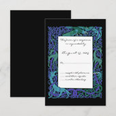 Moonlight Blue Celtic Animals Design Wedding RSVP Kaartje (Voorkant / Achterkant)