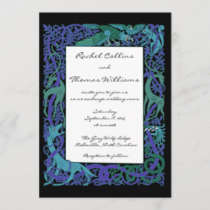 Moonlight Blue Celtic Animals Weddenschap Kaart