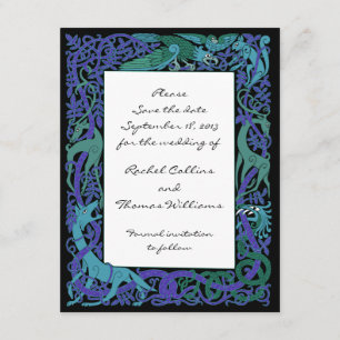 Moonlight Blue Celtic Save the Date Notice Kaart