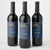 Moonlight Blue, Owl, Forest Food Wine Label Wijn Etiket (Flessen)