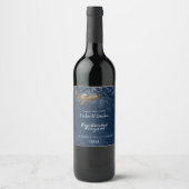 Moonlight Blue, Owl, Forest Food Wine Label Wijn Etiket (Voorkant)