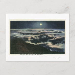 Moonlight boven de wolken op Mount Washington Briefkaart