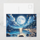 Moonlight boven Tropical Island Schilderen Briefkaart (Voorkant / Achterkant)