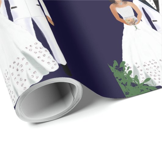 Moonlight bruid en bruidegom bruiloft cadeaupapier (Rol Hoek)