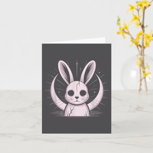 Moonlight Bunny Nge Alt Rabbit Horror Witch Moon C Kaart (Gele Bloem)