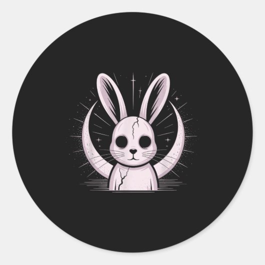 Moonlight Bunny Nge Alt Rabbit Horror Witch Moon C Ronde Sticker (Voorkant)
