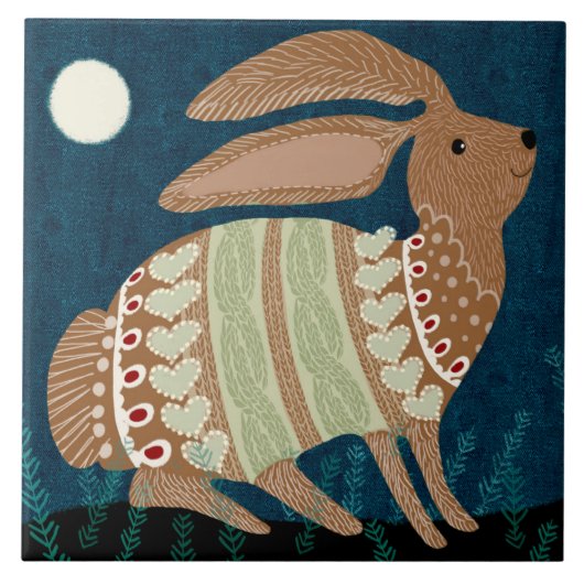 Moonlight Bunny Trivet Tegeltje (Voorkant)