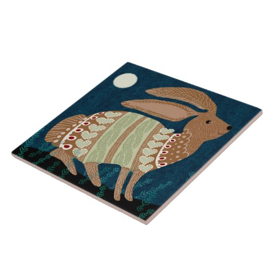 Moonlight Bunny Trivet Tegeltje (Zijkant)
