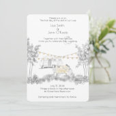 Moonlight Camping Hand getrokken bruiloft uitnodig Kaart (Staand voorkant)