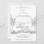 Moonlight Camping Hand getrokken bruiloft uitnodig Kaart (Voorkant)