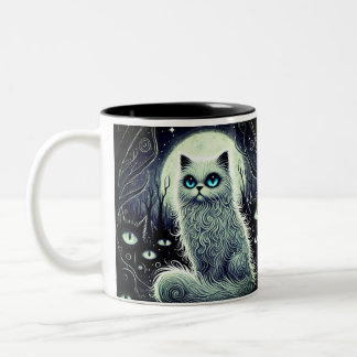 Moonlight cat - Magical White Cat Mug Tweekleurige Koffiemok