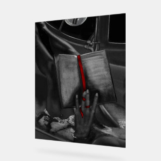 Moonlight Charcoal Book Lover Crimson Wall Art Acryl Bord